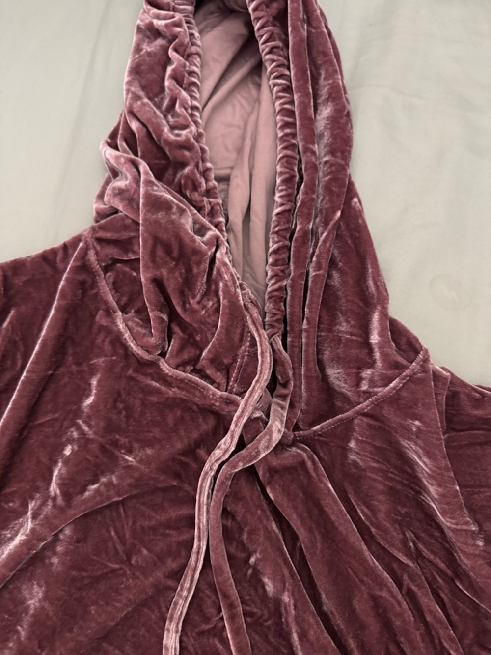 Fashion Nova Velvet Hooded Lounge Set - Dusty Rose - Picture 5 of 11